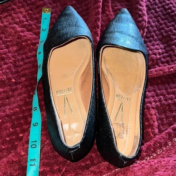 Vizzano black shiny embossed Lizard leather  pointy toe Flats Sz 37 - Picture 11 of 16